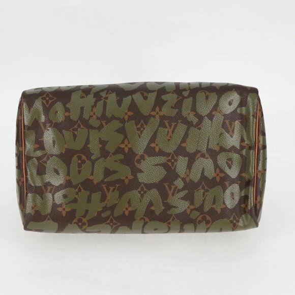 LOUIS VUITTON Monogram Graffiti Speedy 30 Bag Green Khaki M92194 Auth 116281AM - Picture 7 of 16